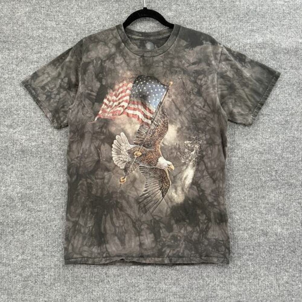 The Mountain T Shirt Adult M Eagle American Flag Tie Dye Patriotic Crewneck